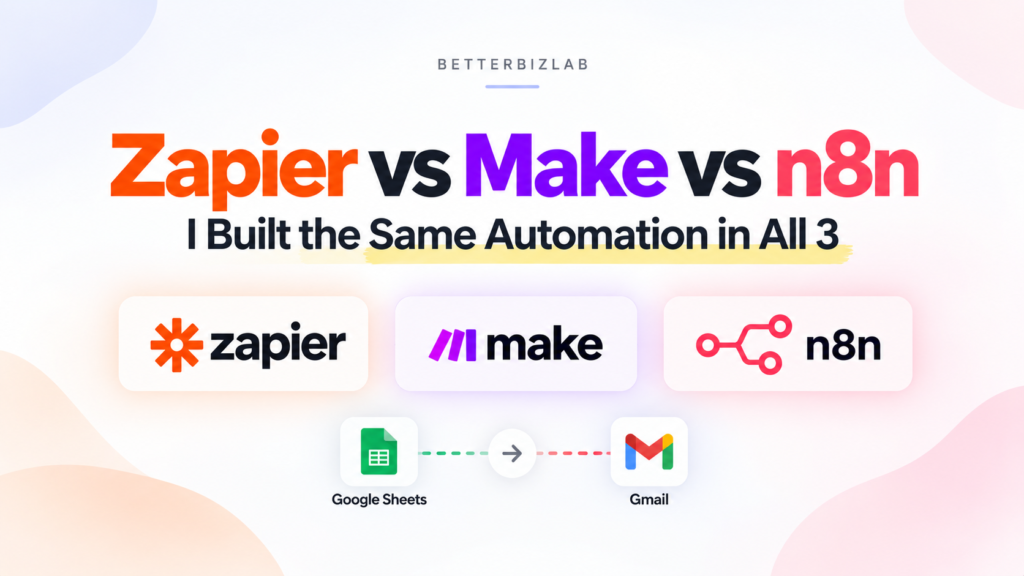 Zapier vs Make vs n8n for Small Business: I Built the Same Automation in All 3