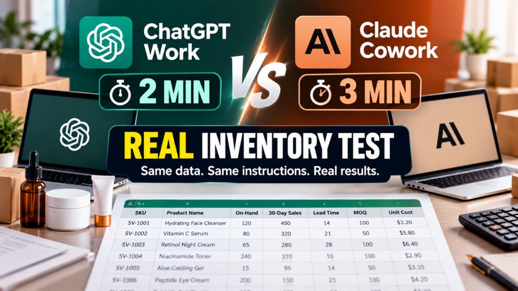 ChatGPT Work vs Claude Cowork: We Tested Both on a 30-SKU Inventory Challenge